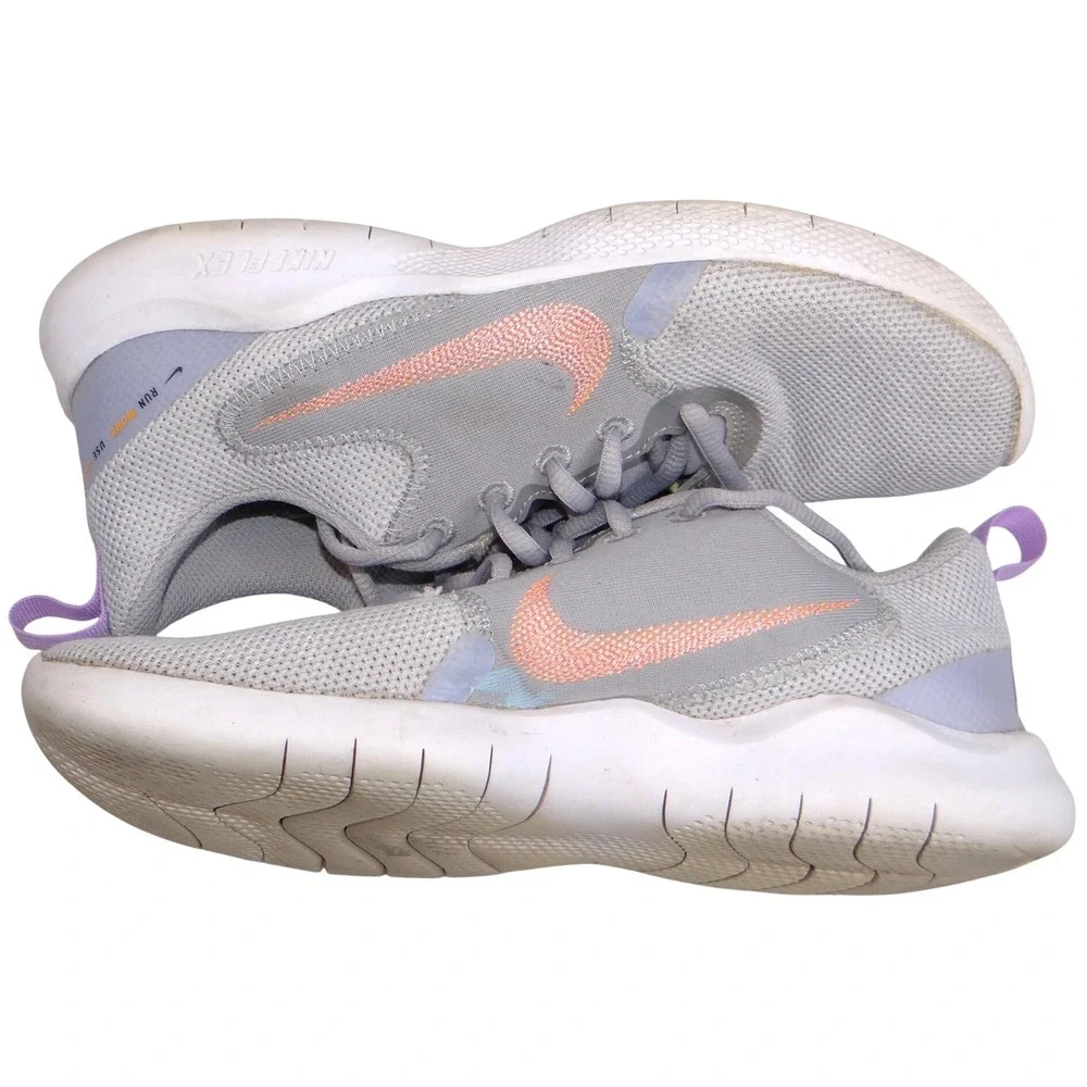 Nike Flex‎ Running Shoes Women's Gray Peach Swoosh Lightweight Size 6.5